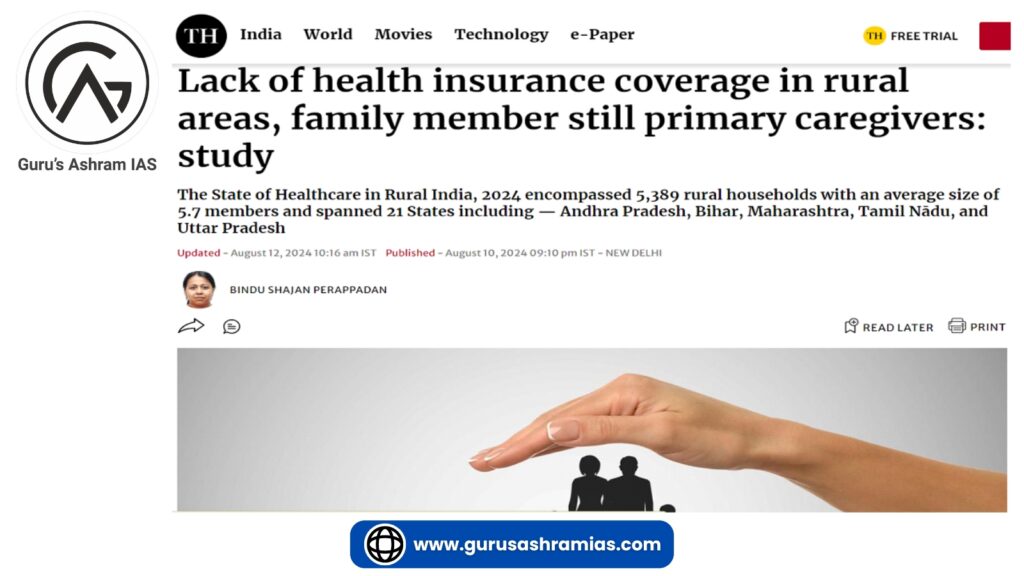 State of Healthcare in Rural India, State of Healthcare in Rural India UPSC, UPSC, Health insurance coverage, Access to diagnostic facilities, Drainage system