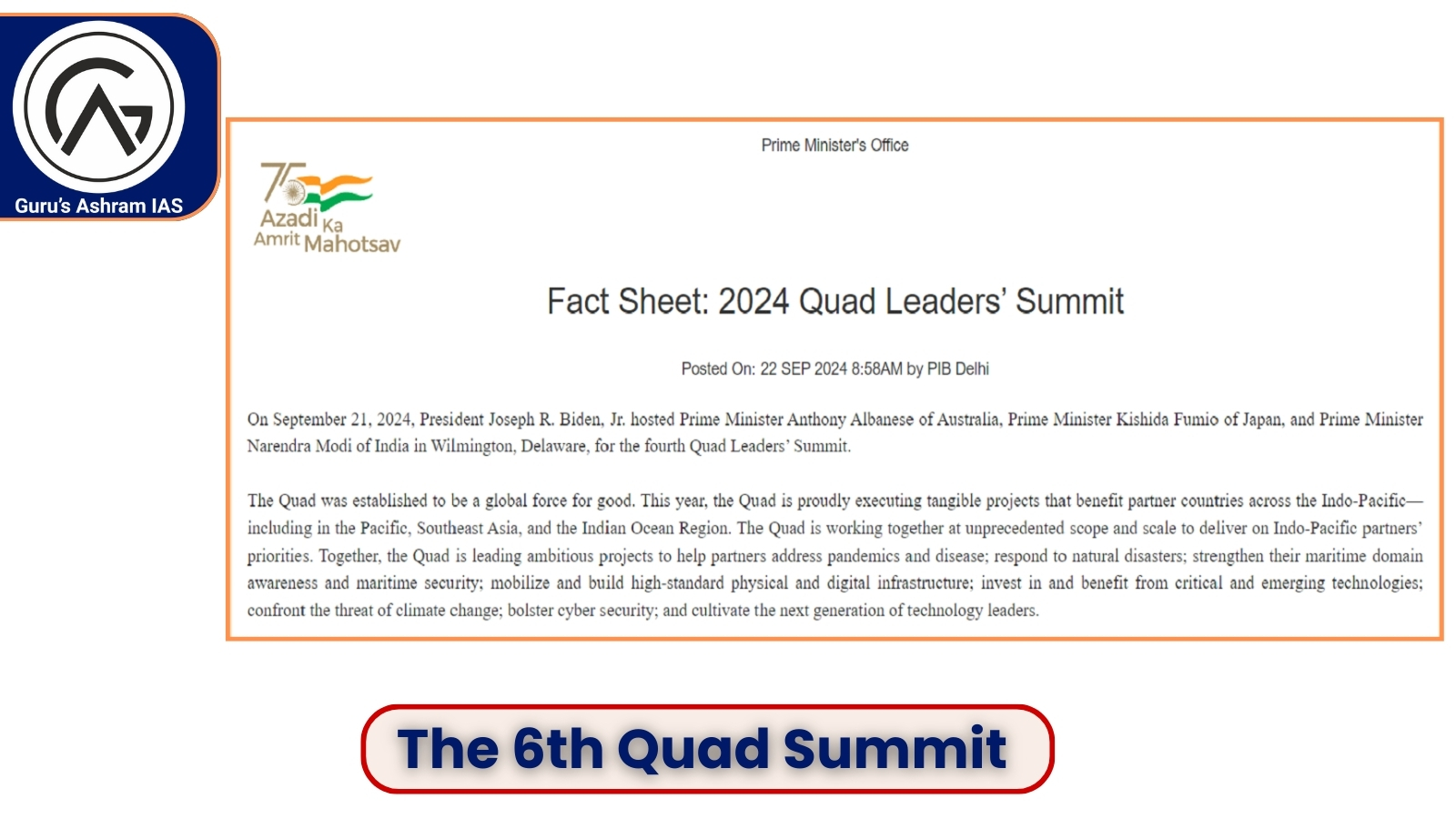 The 6th Quad Summit, 2024 Quad Leaders Summit, quad summit 2023, quad summit, quad summit UPSC, quad summit 2024 UPSC, quad summit 2023 held in which country, quad summit 2024 held in which country, the third in-person quad summit will be held in which city?, 2023 quad summit venue, 2024 quad summit, 2023 quad summit, 2024 quad summit venue, quad summit 2024 venue, 2023 quad summit held in which country, 2023 quad summit held in, quad summit 2023 theme, quad summit 2024 theme, quad summit 2024 dates, quad summit list, 2024 Quad Leaders Summit,